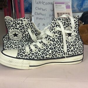 Converse High Top Sneakers - Black & White Leopard